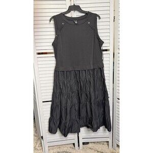 Nicole Miller Dress Womens 3X Black Jersey Knit Midi Ruffle Stretch Comfort